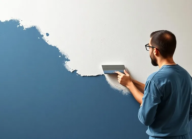 Application d'un enduit décoratif à la lisseuse sur un mur