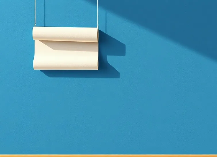 Pose de papier peint, rouleau et brosse à maroufler